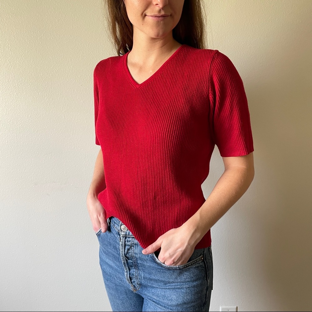 Red Rib-knit Top